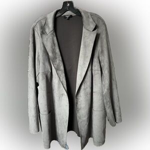 2XL faux microsuede blazer with pockets.